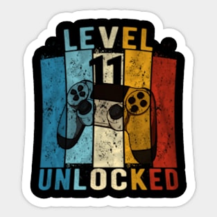 Level 11 Unlocked Video Gamer 11 Year Old 11th Birthday Sticker